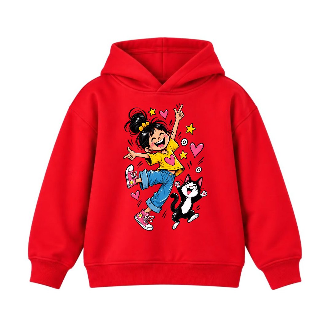 JUNIOR - GIRL WITH CAT HOODIE DP035