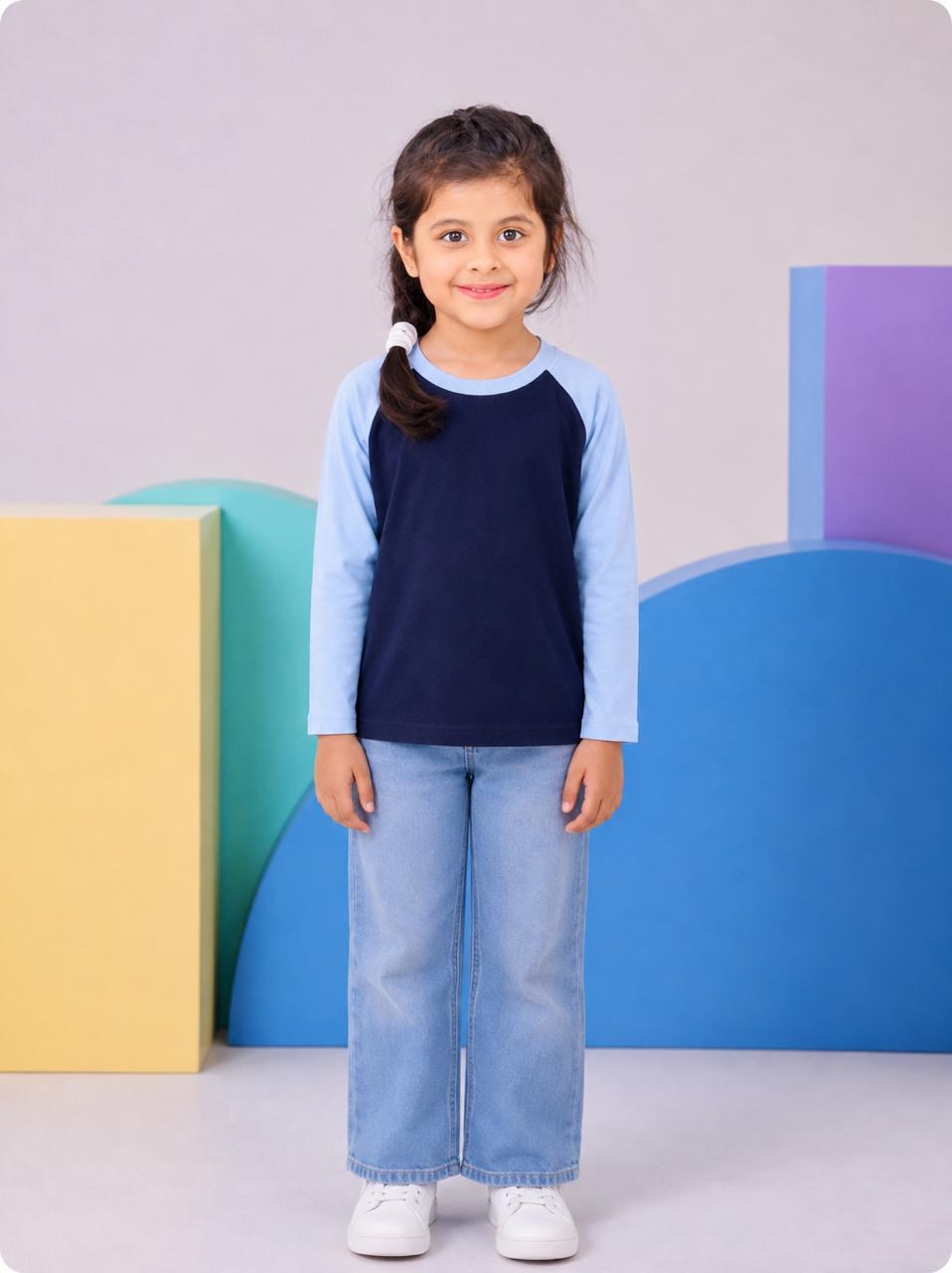 JUNIOR - SKY NAVY RAGLAN