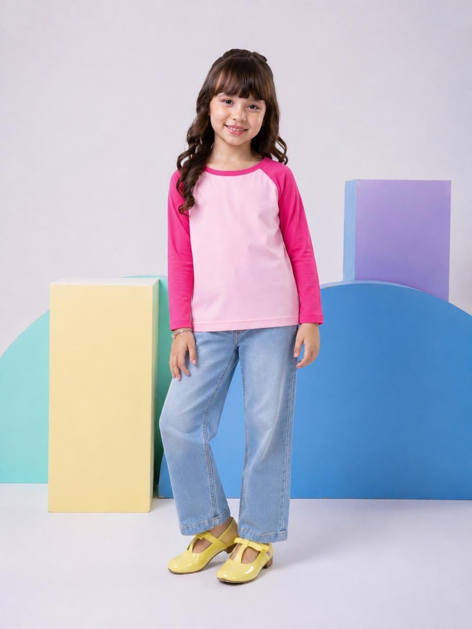 JUNIOR - HOT PINK & BABY PINK RAGLAN