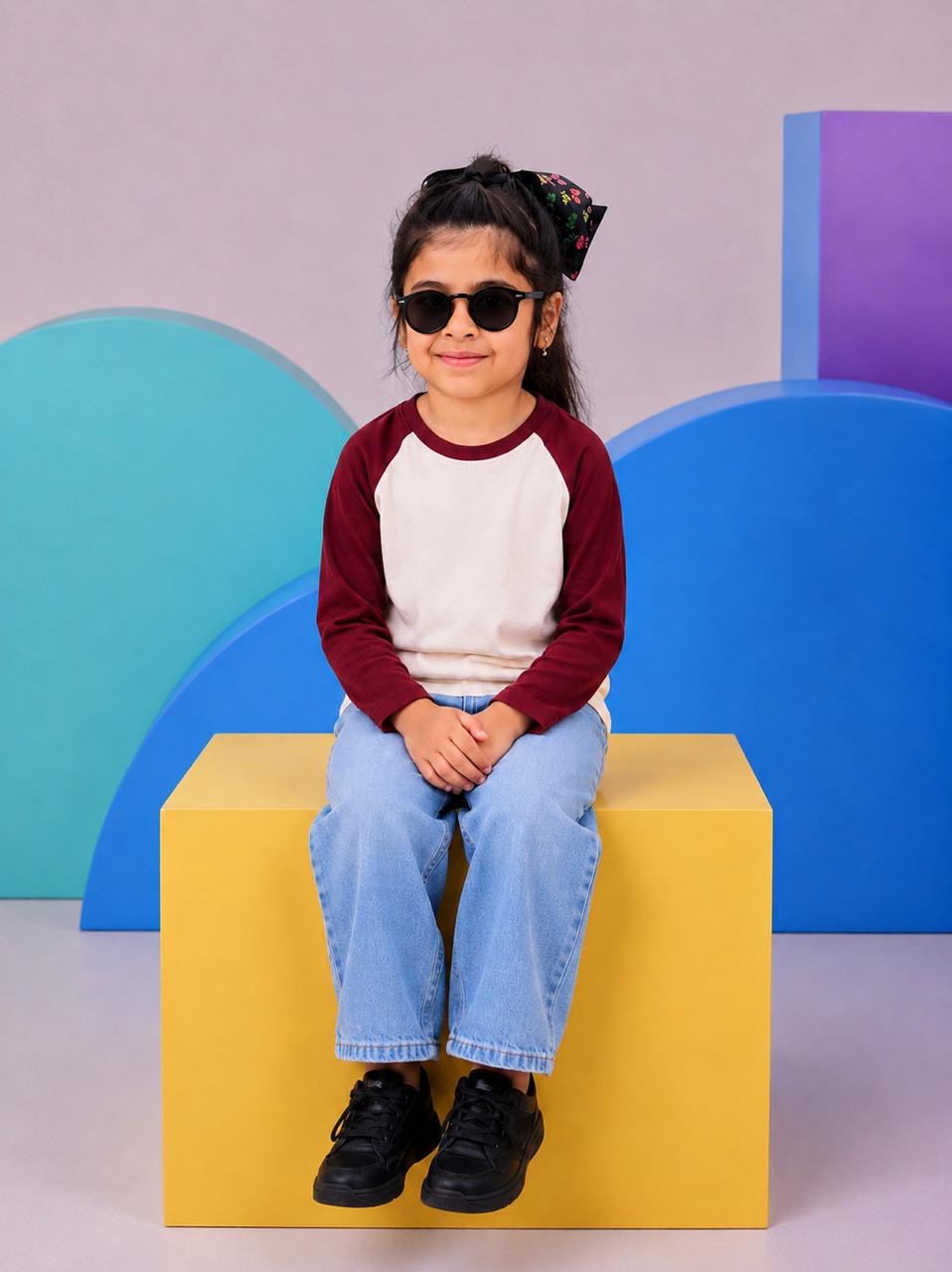 JUNIOR - MAROON OFF-WHITE RAGLAN