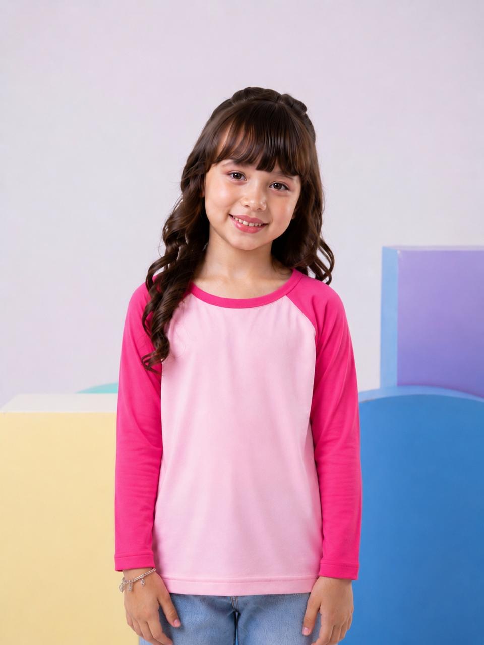 JUNIOR - HOT PINK & BABY PINK RAGLAN