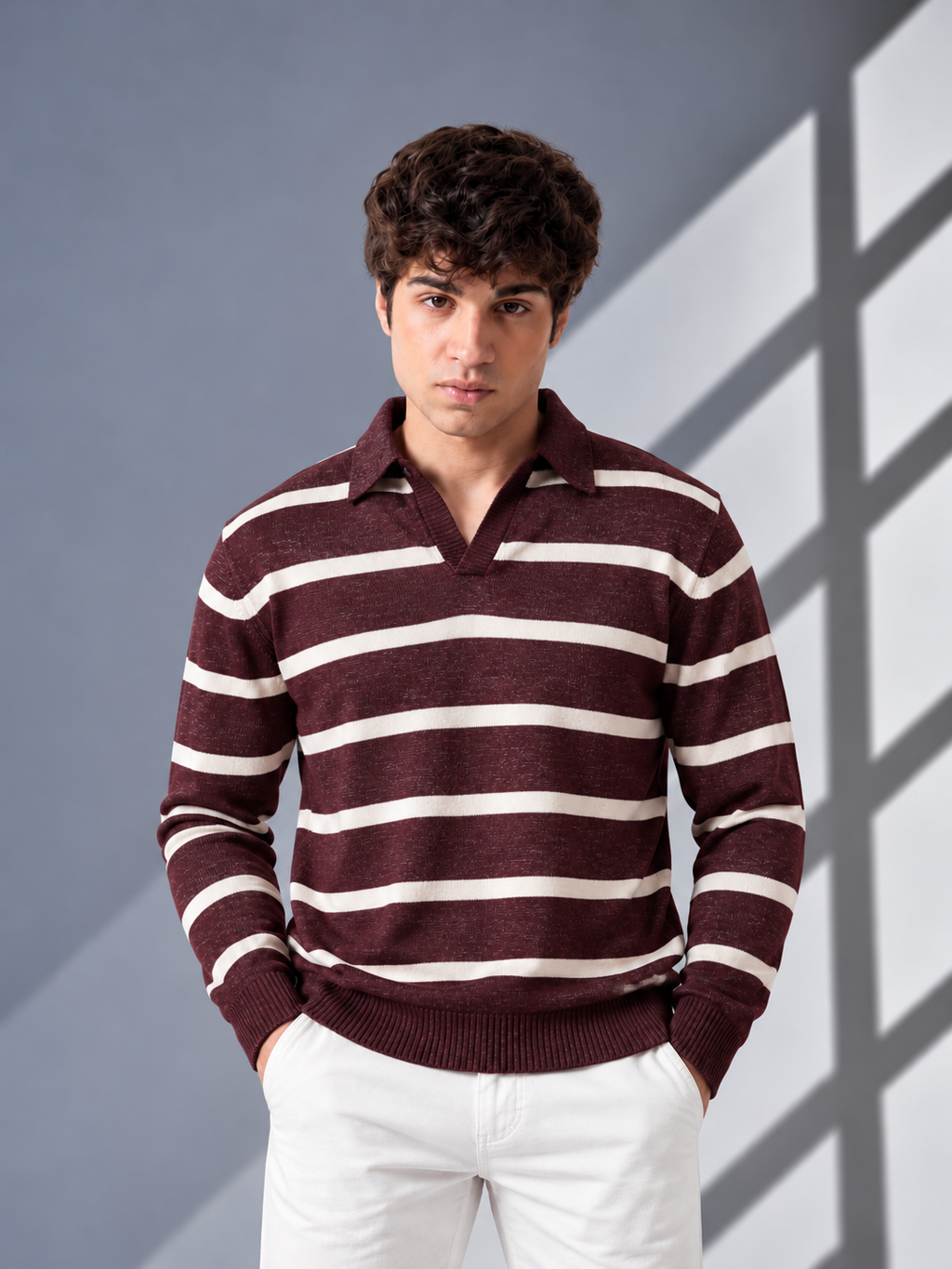 BURGUNDY YARN DYED SWEATER