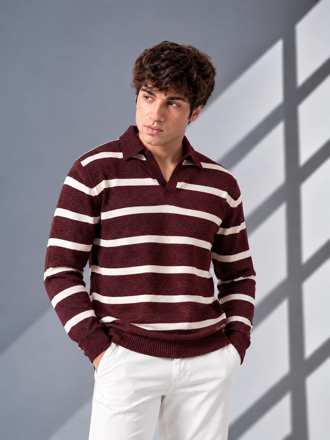 BURGUNDY YARN DYED SWEATER