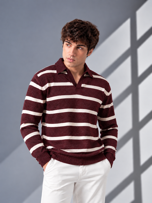 BURGUNDY YARN DYED SWEATER